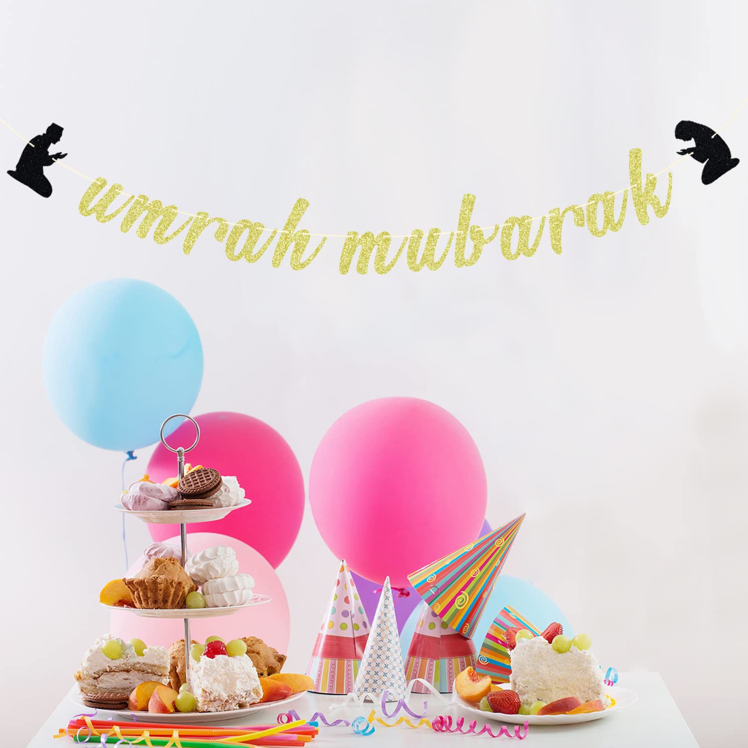 Festiko® Umrah Mubarak Banner, Eid Decorations, Ramadan Mubarak Backdrop, Ramadan Kareem Sign 1
