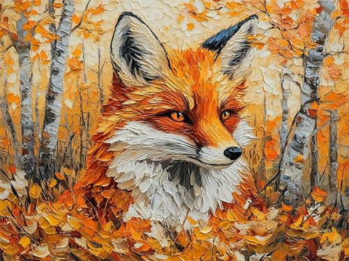Peinture par Numéro Renard 60x80cm avec Toile Infroissable et Pigments Acryliques