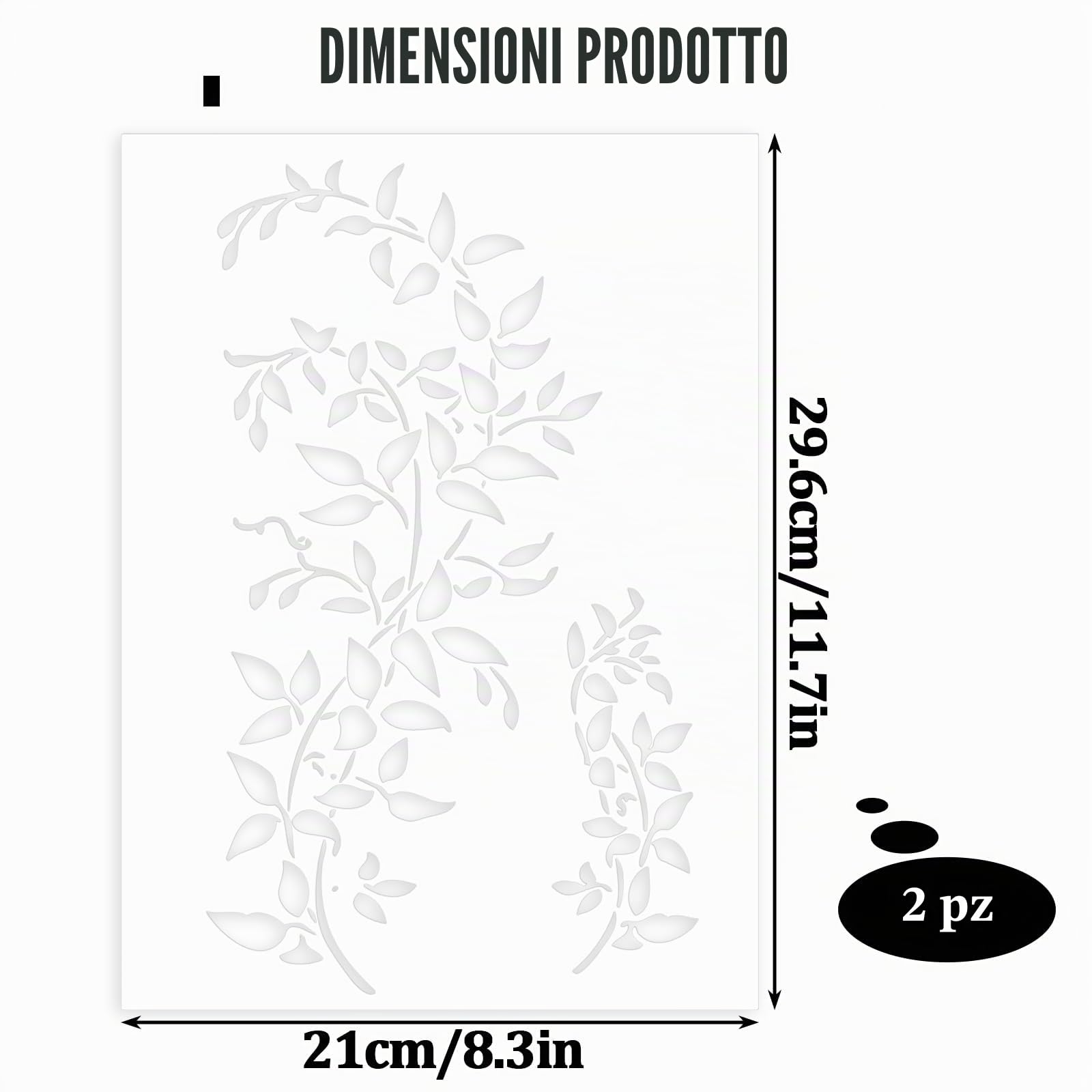 2 stencil di fiori grandi per dipingere, stencil di vite, edera riutilizzabili in formato A4, modello di disegno per mobili, tela, decorazioni per la casa, modello fai da te per la pittura