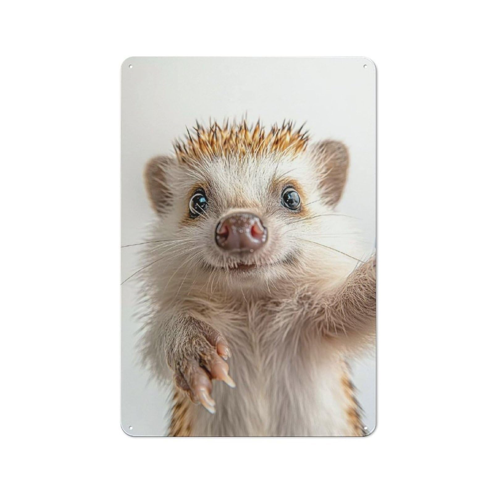 Country Cute Hedgehog Selfie Country Metal Sign 30x20cm, Farmhouse Wall Decor for Farmhouse Kitchen, Pantry Or Dining Area