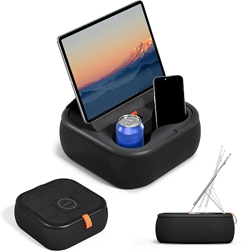 Soporte magnético de almohada para tableta, soporte de regazo para tablet con dos anillos magnéticos, compatible con teléfonos de 4 a 13 pulgadas,