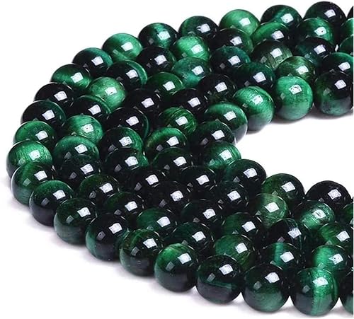 Miniatura 4 de Cuentas redondas sueltas de cristal de ojo de tigre verde natural de 0.31 pulgadas (0.315in), pulsera de piedra de cristal, accesorios para