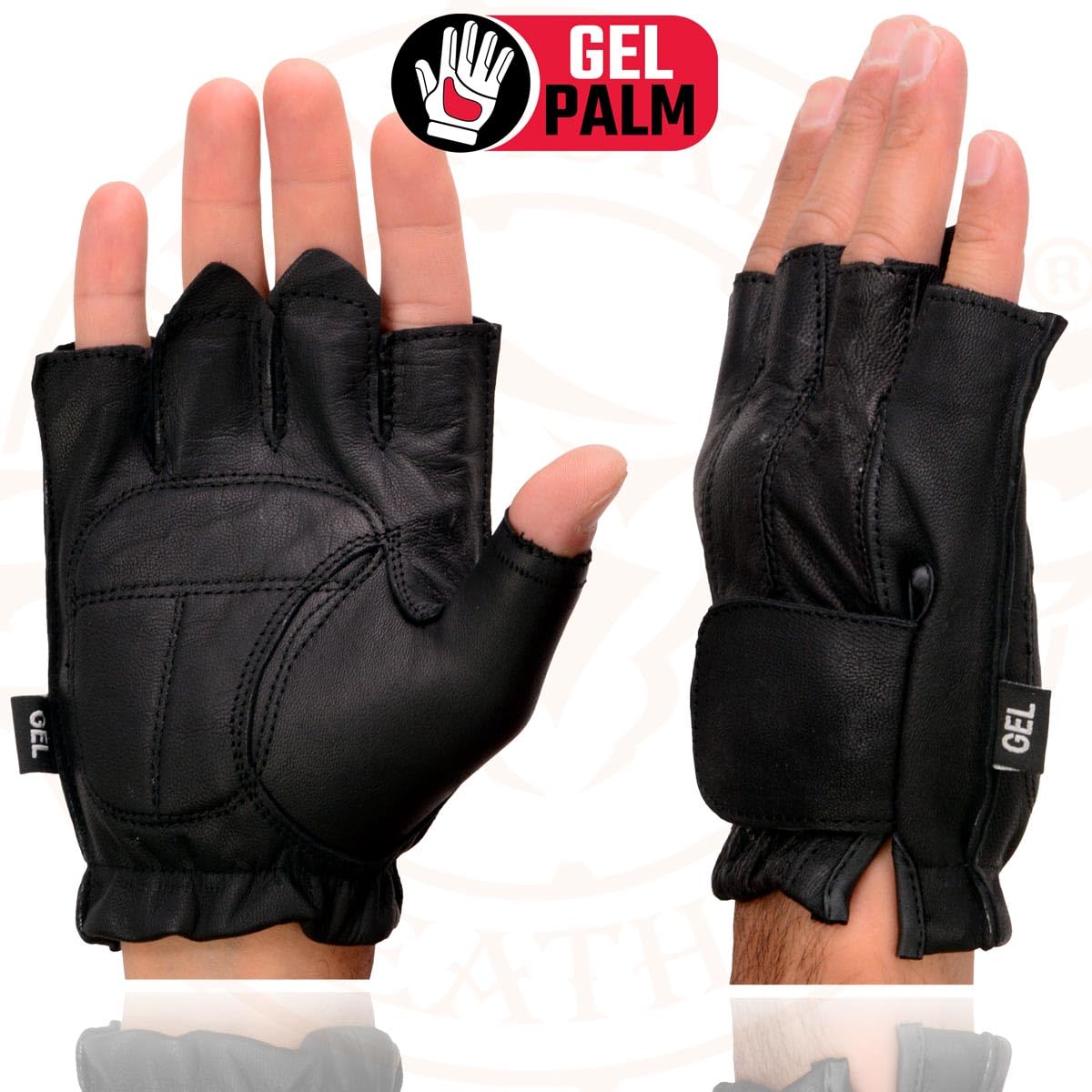 C&T Publishing Shaf International SH851-BLK-XL Guanti Senza Dita In Pelle Di Cervo Con Palmo Imbottito In Gel Nero Extra Large~p113879855