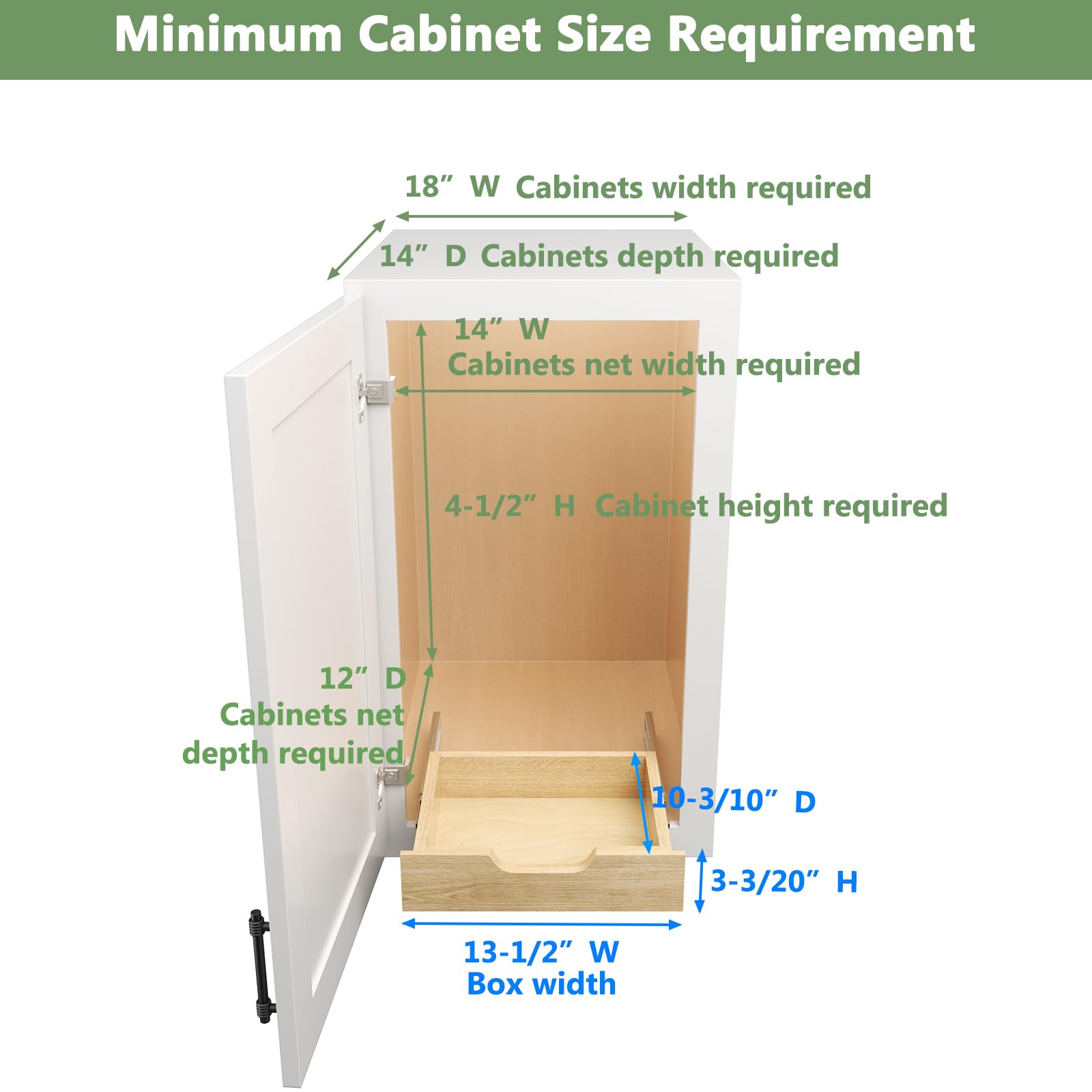 LOVMOR Soft Close Wood Pull Out Cabinet Organizer 13½� W x 10 ³/�₀� D, Slide Out Cabinet Organizer with Full Extension Rail Slides Pull Out Drawer for Wall Cabinets and Pantry