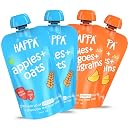 Happa Organic Baby Food Apple Mango Multigrain and Apple Oats Puree | 100% Fruits and Grains | No Added Sugar, No Milk Powder, No Preservatives | Stage 2 (6 Months+) | Ready to Eat | Free from Common Allergens | Pack of 4 (100g Each) gallery image