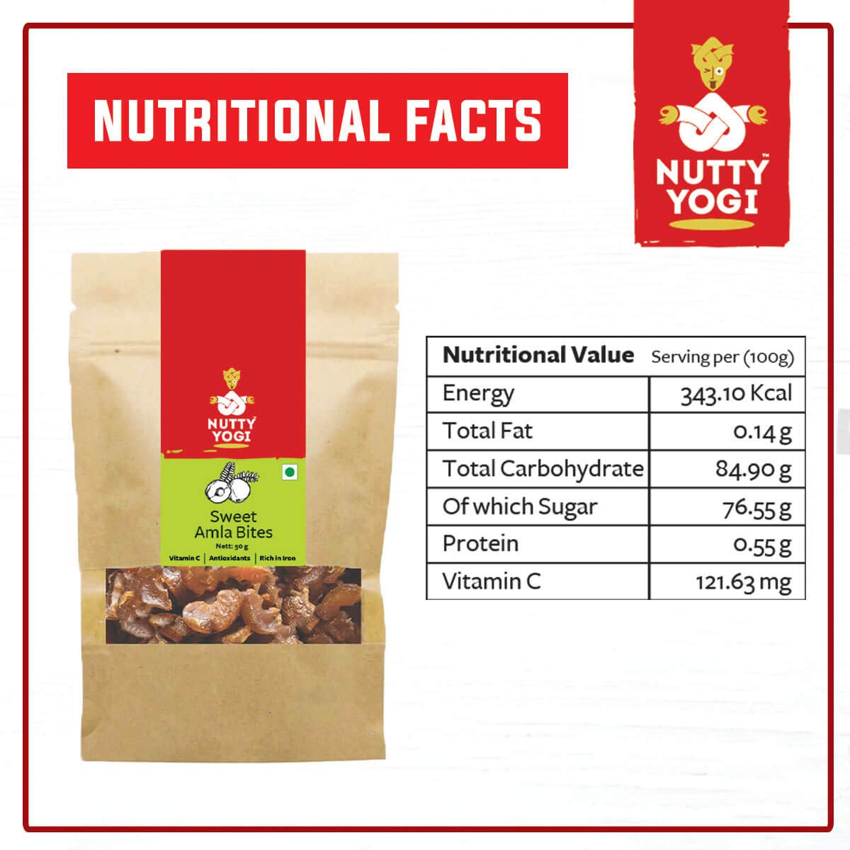 Nutty Yogi Sweet Amla Bites | Rich in Vitamin C | Healthy & Natural | 90gm (Pack of 1) 3