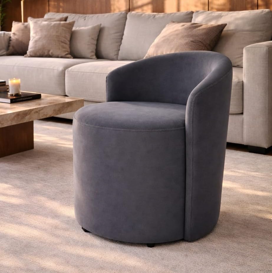 Image of Jaico Wood Seating mudda Puffy Stool Chair for Living Room, Dressing Table, Office, Home Decor, Ottoman pouffes, Sofa Type, and Large .Ottoman and Chair Combined into one (Grey)