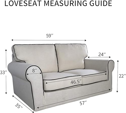 Miniatura 6 de PureFit - Funda elástica para sofá biplaza, suave, antideslizante de jacquard de elastano, protector de muebles lavable con espuma antideslizante y