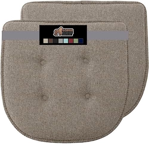 Memory Foam Chair Cushion With Ties - 17x16 Inch Non-Slip Dining Chair Pad Grey