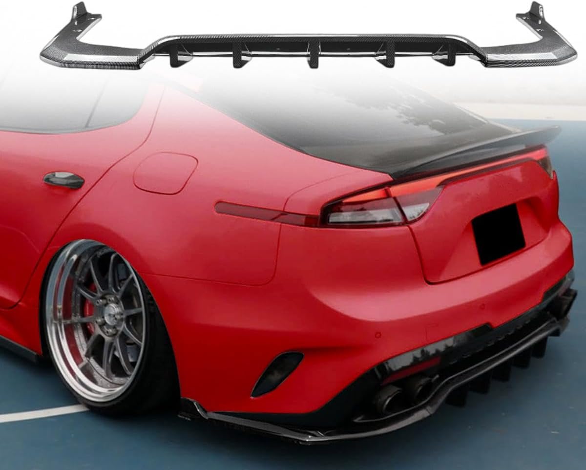 Add-On Rear Diffuser Extension for KIA Stinger 2018-2021,ABS Rear Diffuser Extension, Carbon Fiber Style