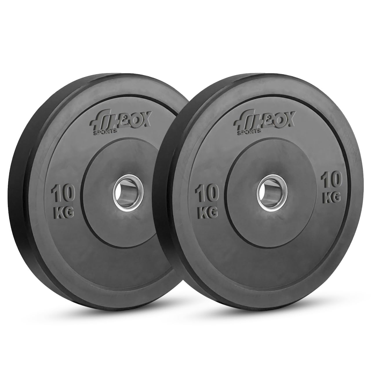 FitBox Sports Rubber Plates 20Kg Weight Plates, 10kg x 2 (Black