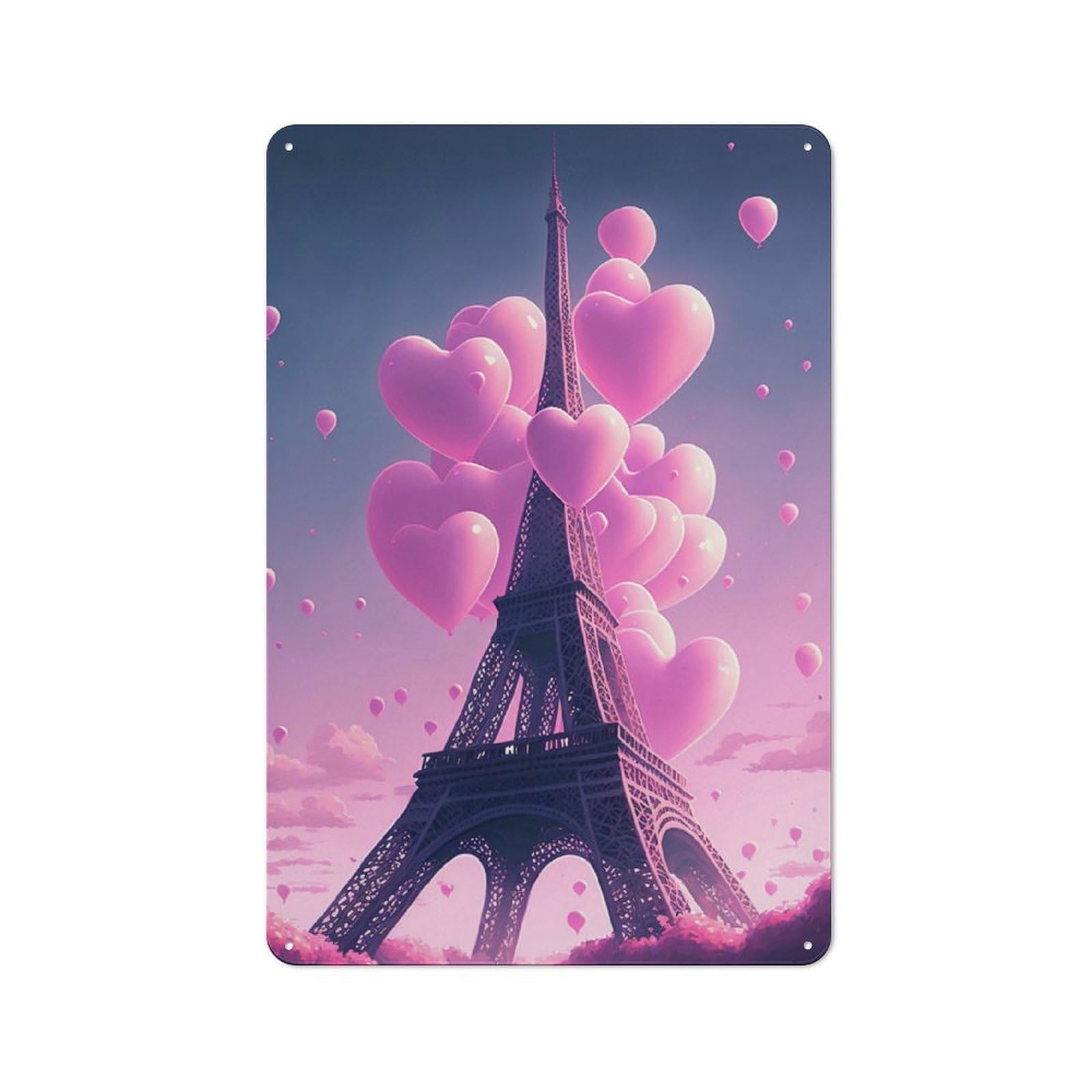 Junmoney Paris Oil Painting Vintage Metal Plaque 30X20cm Featuring For Garage Wall, For People Furnishing A Garage