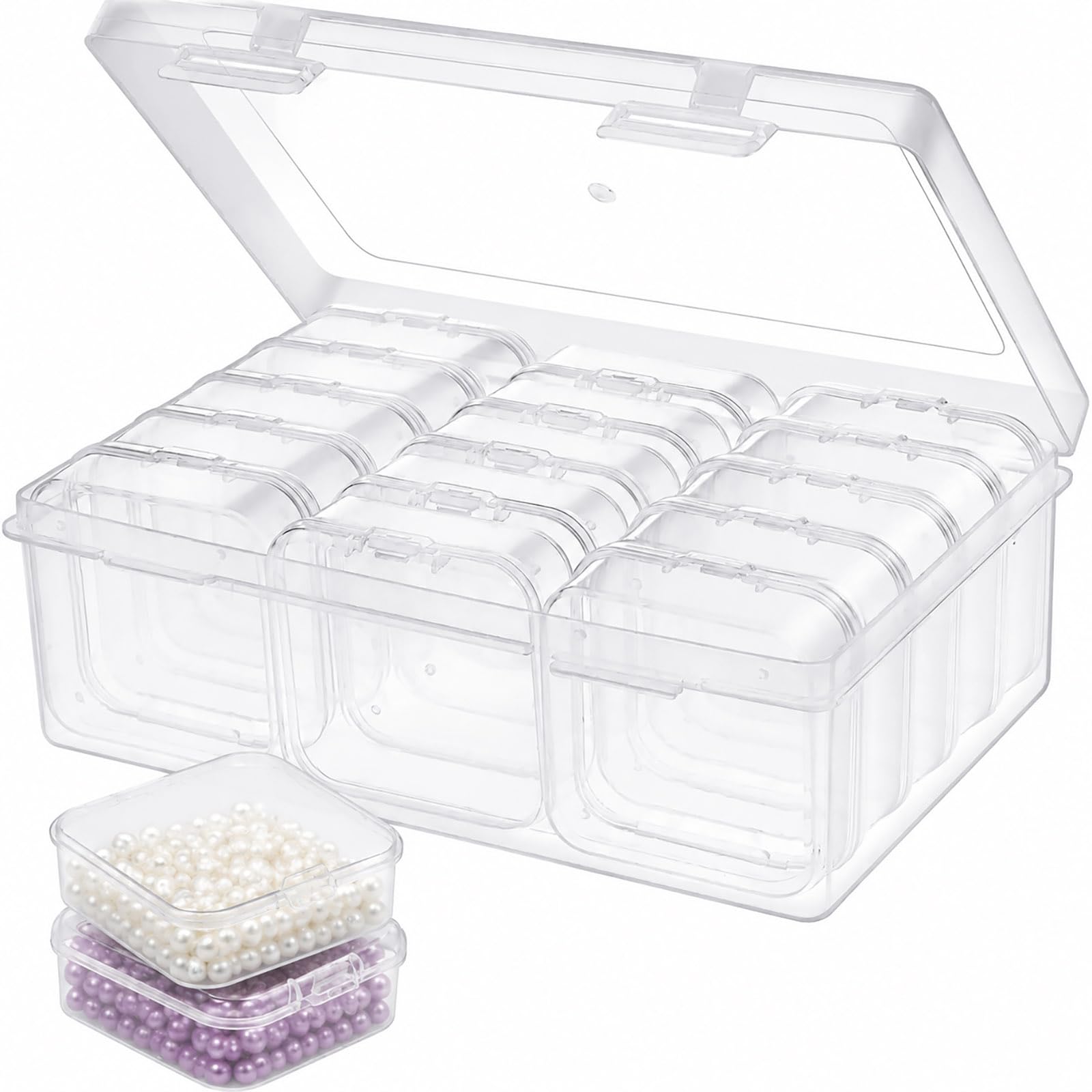 YYGMSS 30 Stück Aufbewahrungsbox mit Deckel für Kleinteile Perlen Schmuck Bastelartikel mit Etiketten kleine Organizer Schmuckaufbewahrung
