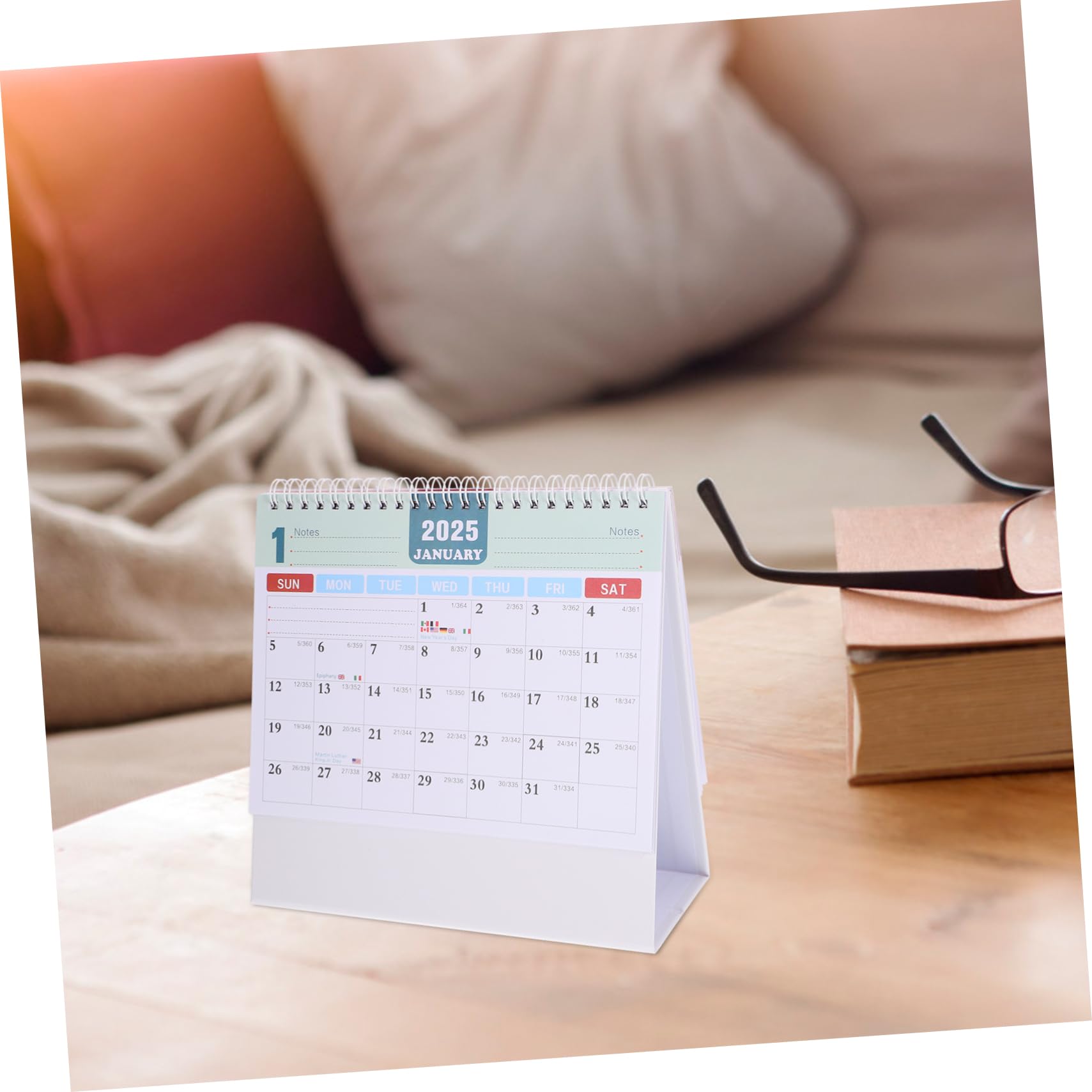 VILLCASE 4stücke Schreibtischkalender Dickem Mit Stabiler Drahtbindung Praktischer Desktop Kalender Für Büro Und Zuhause Monatliche Übersicht Leicht Verstellbar Als