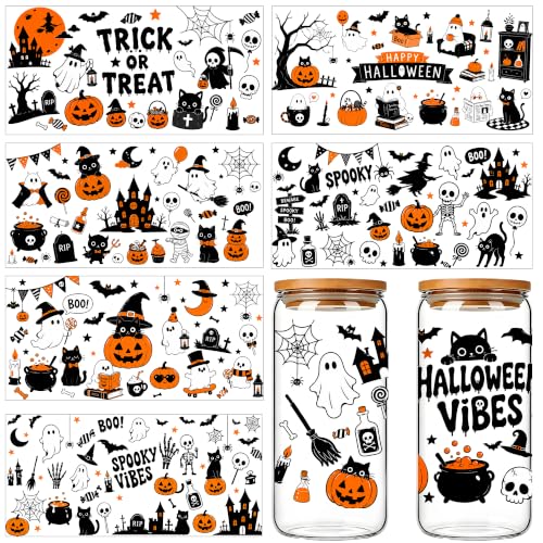 Halloween UV DTF Cup Wrap - 8 Sheets Horror Themed Rub on Transfers - image 1
