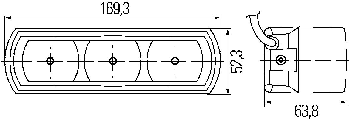 HELLA 2PT 009 496-801 LED-Daytime Running Light Set - 24/12V - mounting - Lens Colour: Crystal clear - Cable: 1800mm - Vehicle Front - Set