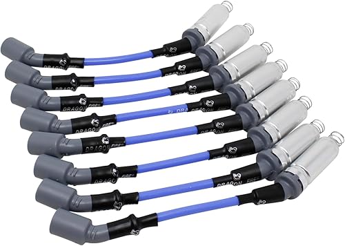 Miniatura 2 de DRAGON FIRE PERFORMANCE - Juego de cables de bujía de ajuste directo azul de 0.335 in compatible con Buick Chevrolet GMC Cadillac Pontiac Hummer LS1