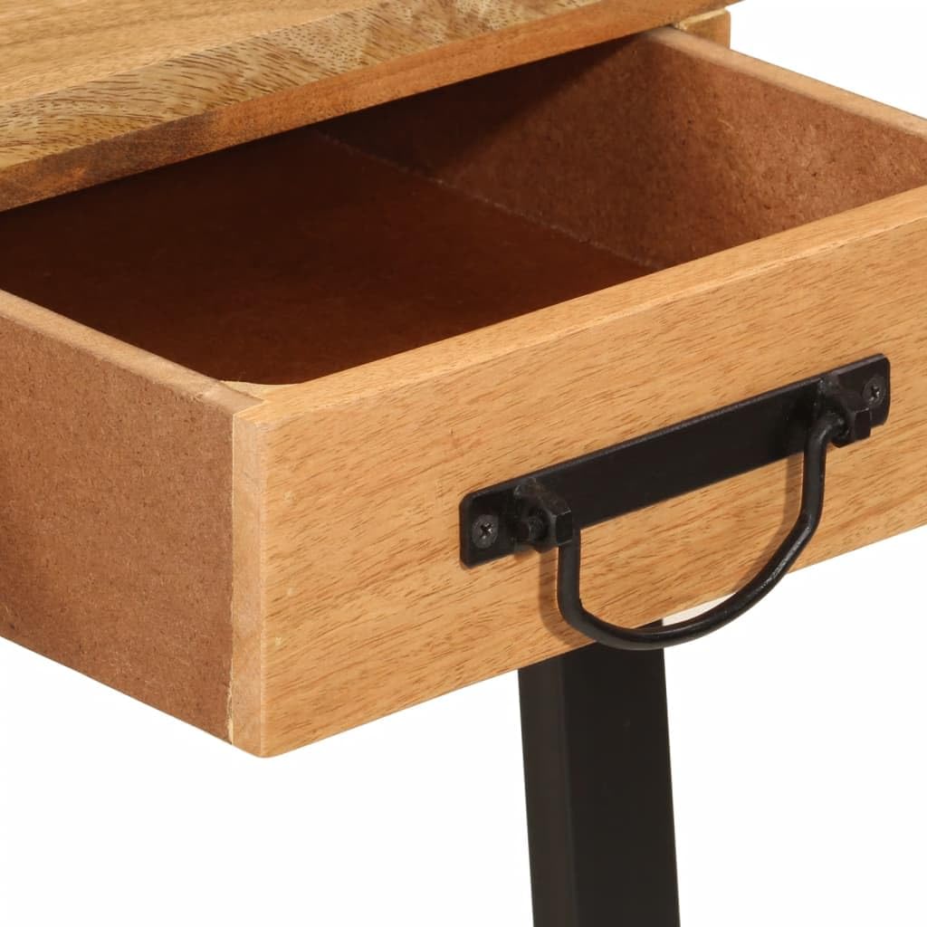 Schreibtisch aus massivem Mangoholz mit Eisenbeinen 105x55x70 cm, inklusive 2 Schubladen, Robustes Design, ideal für Home Office, ergonomisches Arbeiten, langlebiges Möbelstück