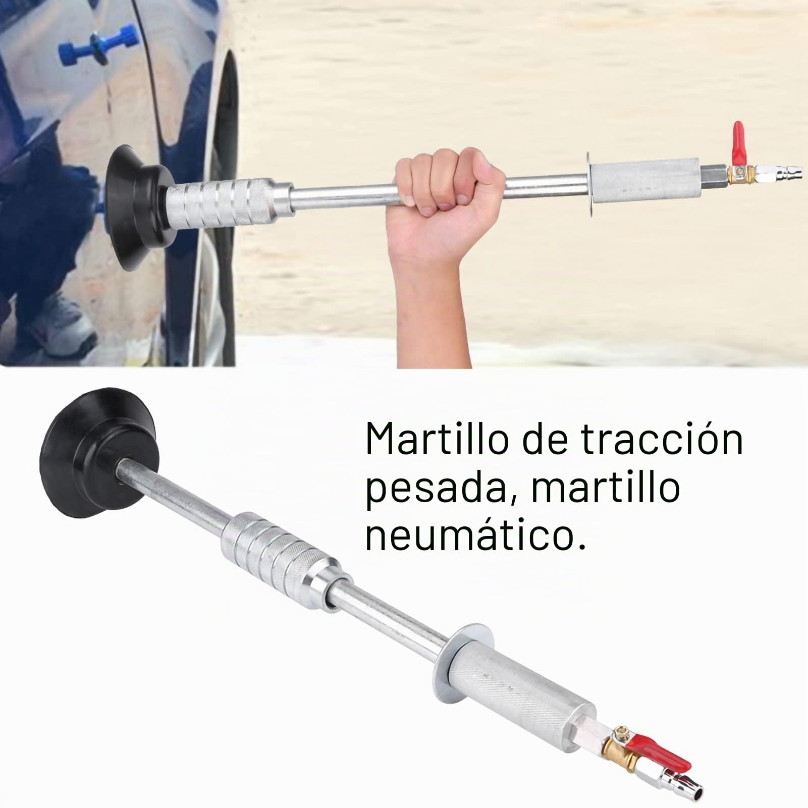 Martillo Neumático de Tracción Pesado, Herramienta de Reparación de Abolladuras de Carrocería de Coche con Ventosa Deslizante