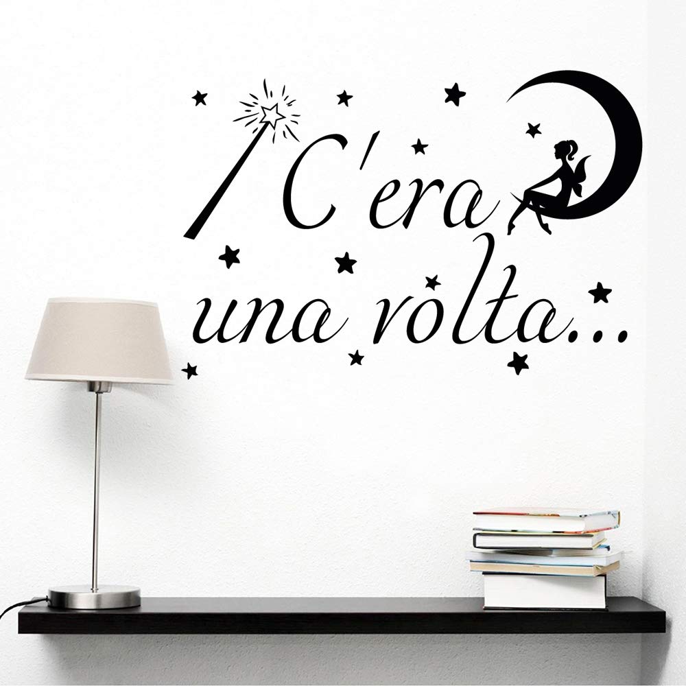 Adesivo da parete in vinile con frase in italiano "CERA UNA VOLTA" adesivi murali frasi in italiano citazione, decorazione da parete, Wall Stickers, Art Sticker Decal Mural DC-19029