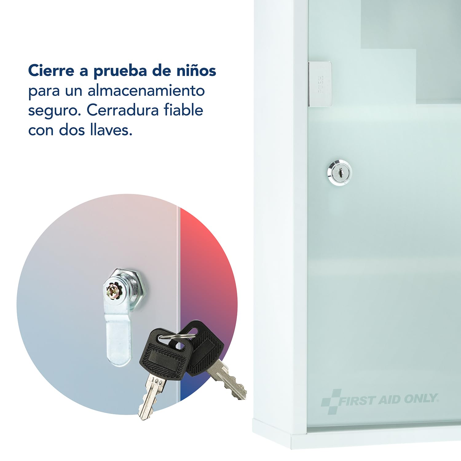 First Aid Only Botiquín Metálico Blanco con 4 Compartimentos y Puerta de Cristal | Armario de Primeros Auxilios con Cerradura | Armario de Pared 60 x 30 x 12 cm | P-10203 00