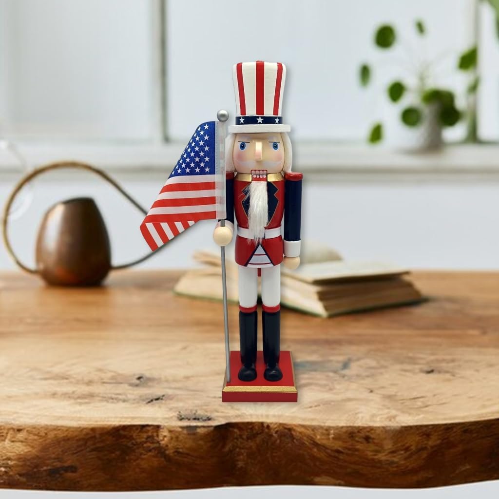 Independence Day Wooden Nut Cracker Perfect for Displays and Memorial