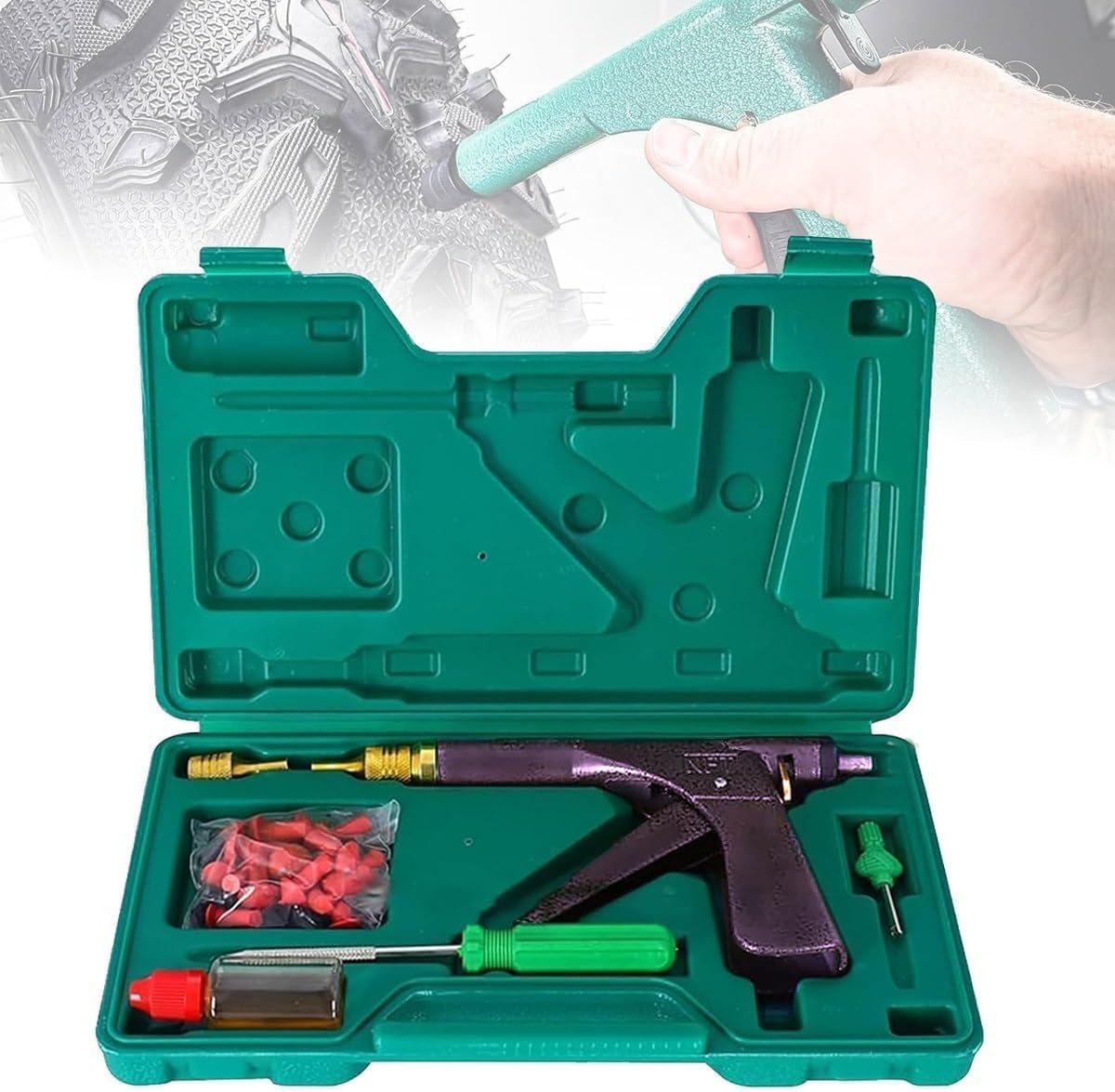 Glorivox Rapid Plug 2.0 Reparación De Neumáticos Rapid Plug 2.0 El Kit De Tapones para Neumáticos Rapidplug 2.0 Kit De Reparación De Neumáticos con Tapones Pinchazos Y Pin, B Set