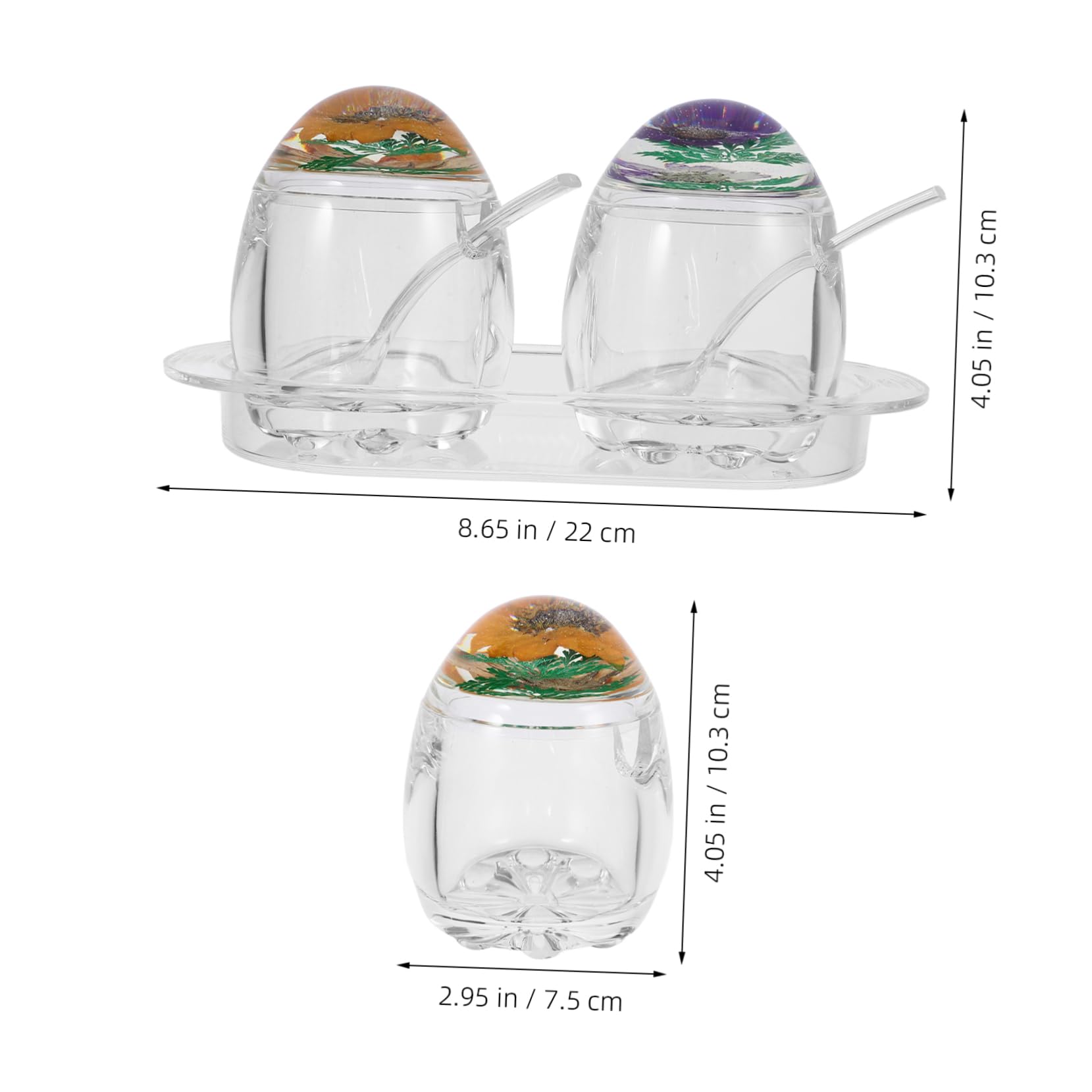 Zerodeko Pot à Épices en Acrylique Couvercle Motif Fleur, Boîte à Condiments Multifonction Cuisine Maison, 1 Set Dureté et Couleurs Vives Style