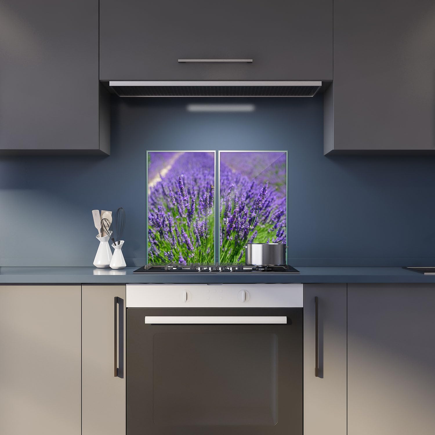 Herdabdeckplatte Aus Sicherheitsglas – 2-teilig, 2x30x52 Cm, Grau, Für Ceranfeld & Induktion