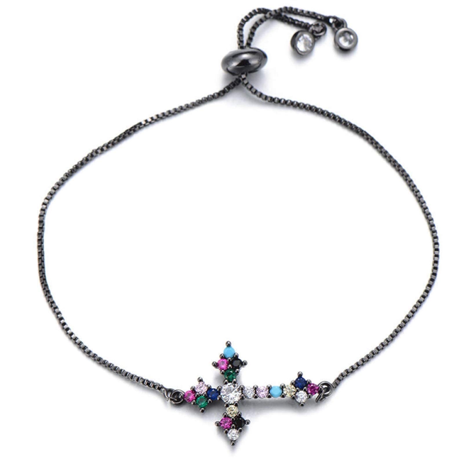 Pendentif croix oxyde de zirconium multicolore aux finitions soignées