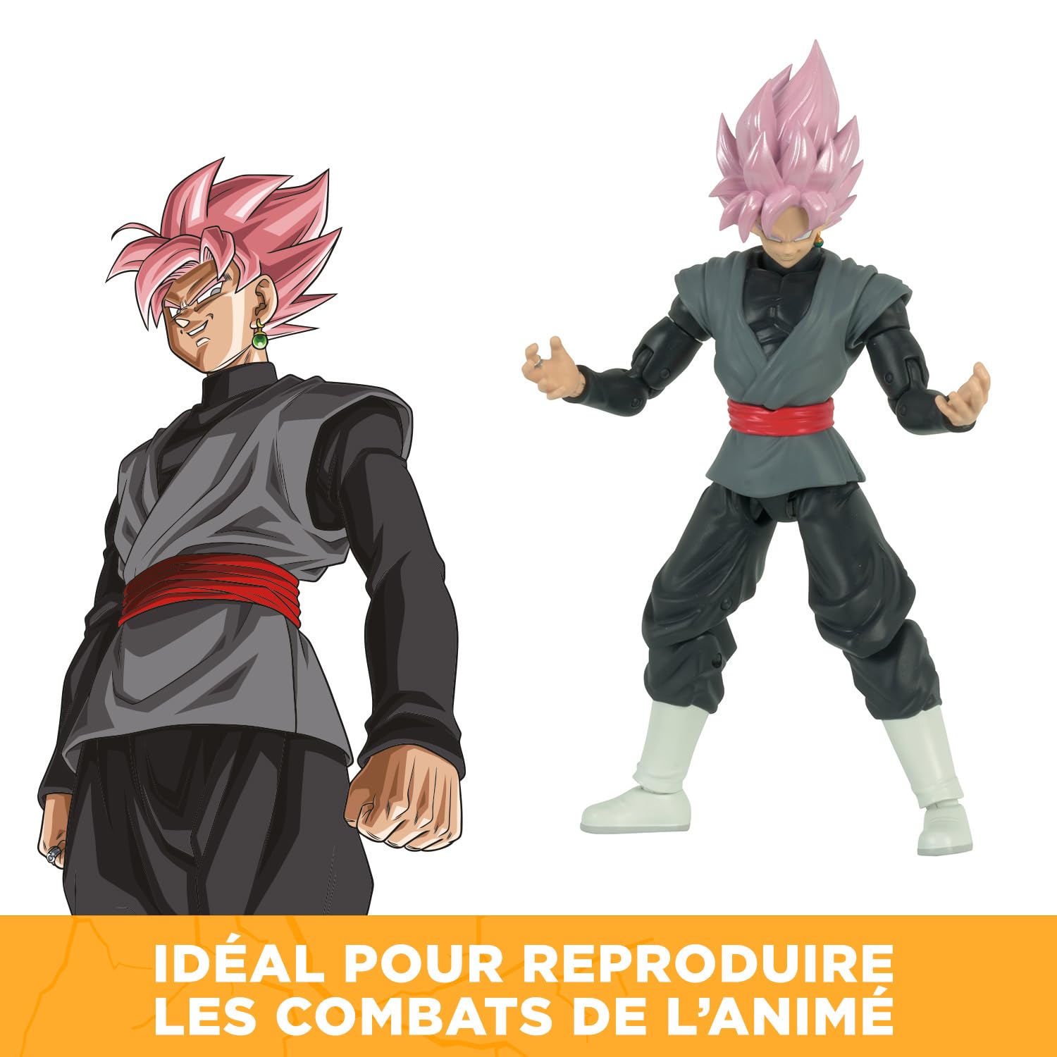 BANDAI - Dragon Ball Super - Figurine Super Saiyan Rosé Goku Black Dragon Star 17 cm - Figurine articulée Goku Black et Accessoires - Licence Officielle Dragon Ball - Jouet Enfant 4 Ans et + - 35866