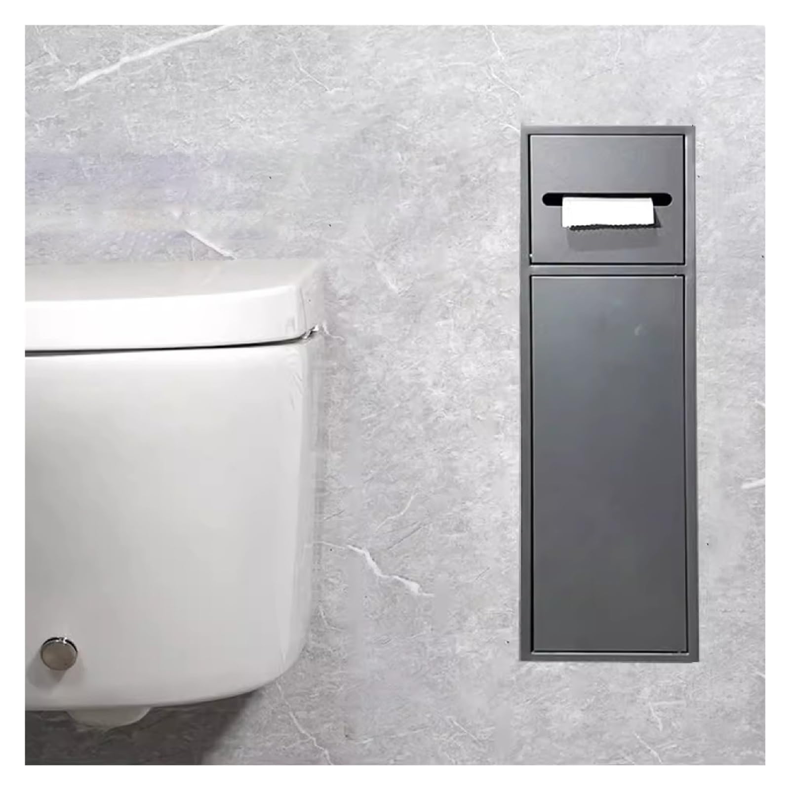 QUSYZD Stainless Steel Bathroom Niche for Wall-Inserted Toilet Roll Holder, Storage Rack, and Brush, Perfect for Bathroom Hotel, Embedded Design Recessed Shelf,Gray-66x20x14cm