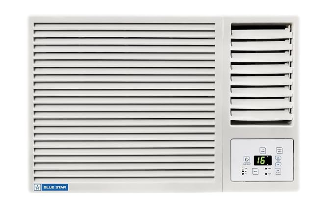 Blue Star 1.5 Ton 3 Star Fixed Speed Window AC (Copper, Turbo Cool, Hydrophilic Blue Fins, Dust Filters, Self-Diagnosis, 2023 Model, WFA318GN, White)