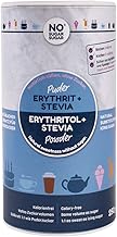 No Sugar Sugar Erythritol + Stevia Powder, 250 g, Vegan, 100% Sugar & Calorie Free Sugar Substitute, Tooth-Friendly 1:1 Sweetness to Sugar, Healthy Alternative without Flavour for Baking and