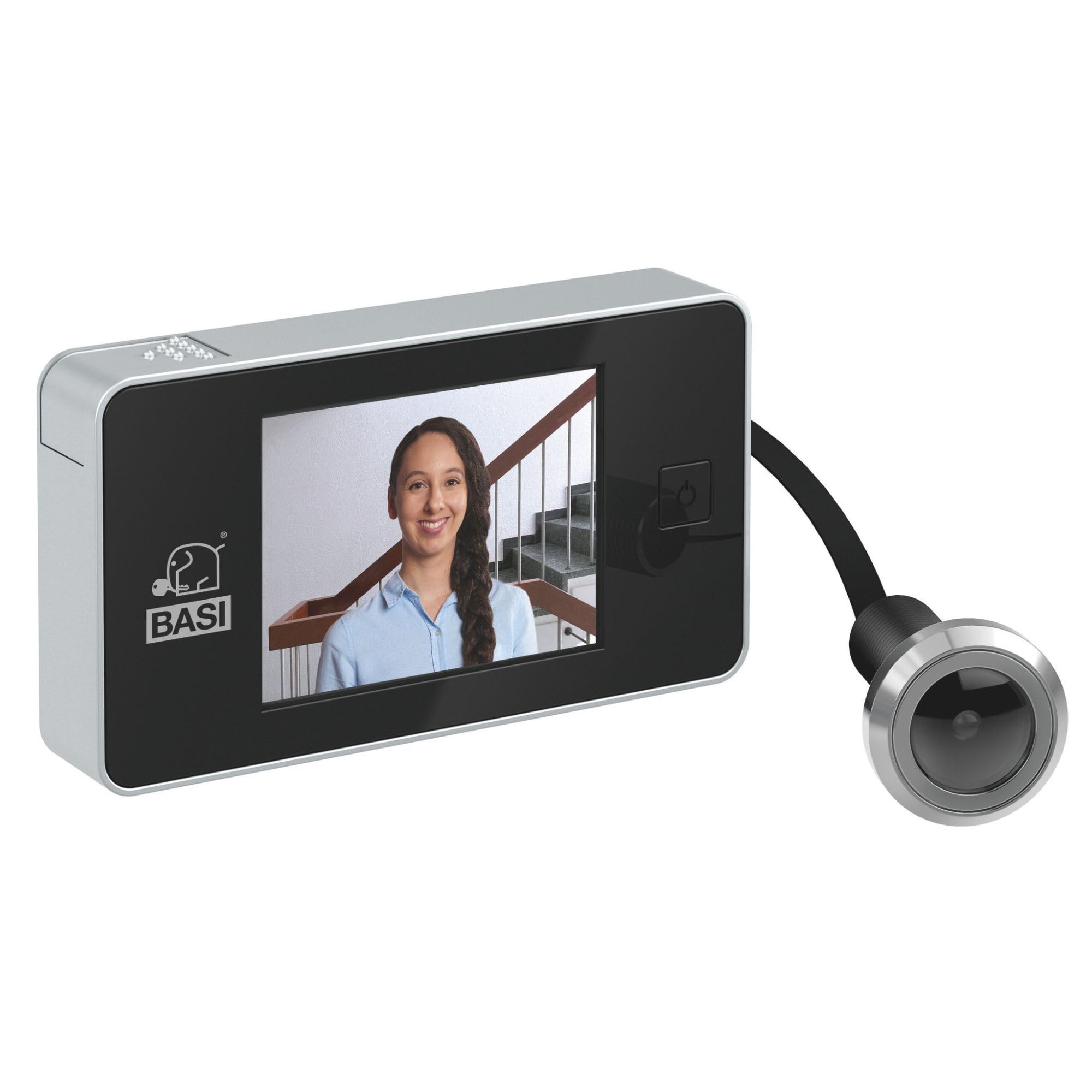 BASI | Digitaler Türspion | Türstärke 38-110 mm | mit Kamera und Monitor | 3,2 Zoll LCD Display | 105 Grad Sichtwinkel | Live-Ansicht | Elektronischer Türspion | Farbe Silber