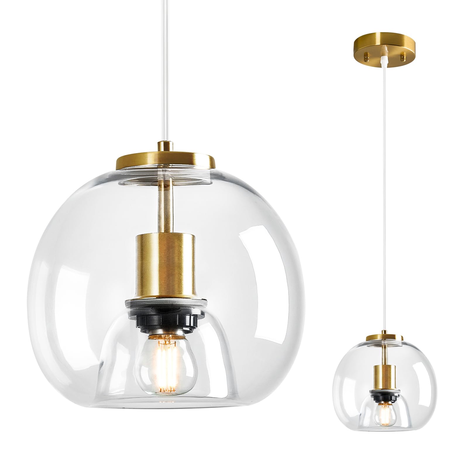 Photo 1 of LBSQJ Clear Glass Pendant Light Kitchen Island, 7.87", 1 Pack