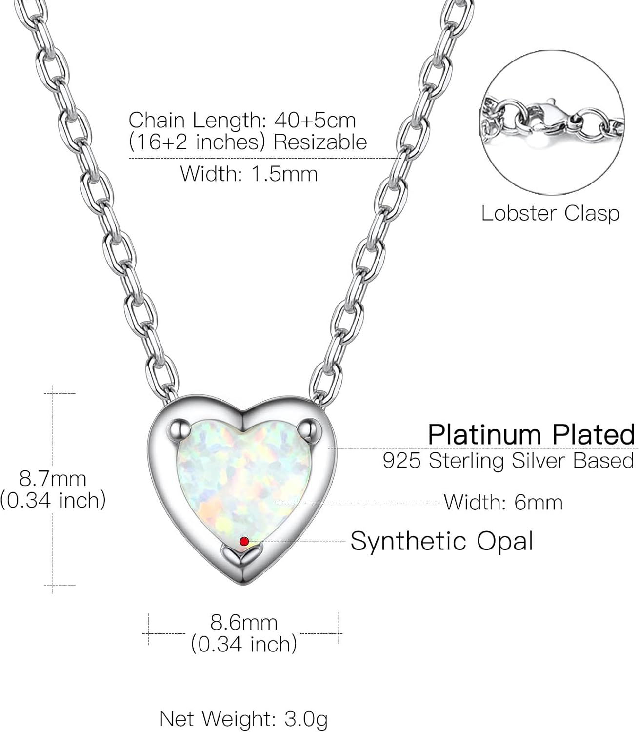 925 Sterling Silver Pendant Necklaces for Women, Heart/Round Birthstone Necklaces Birthday Jewelry for Mother Wife Daughter (with Gift Box) - Image 7