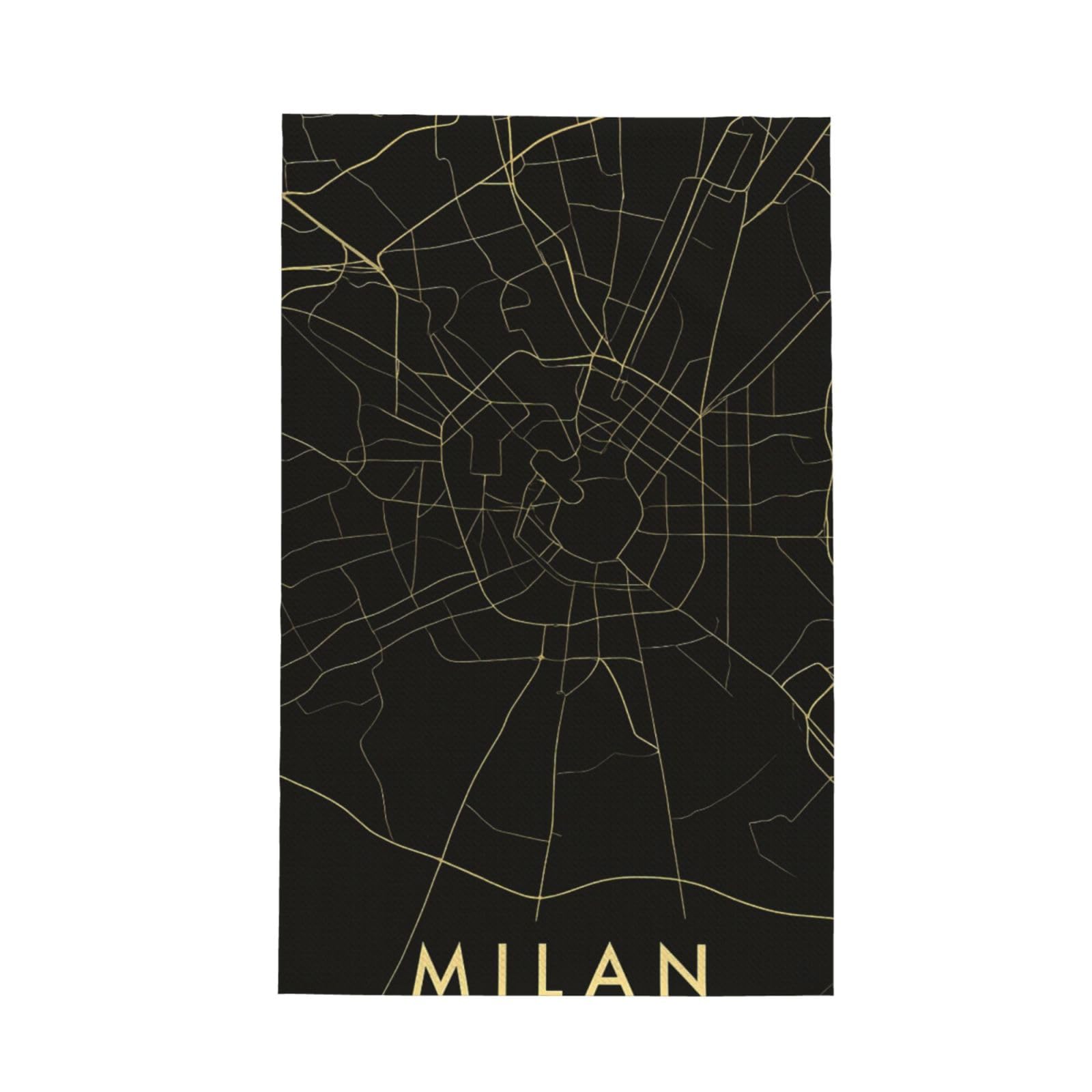 Xxahnbm Black Milan City Map Print Waffle Kitchen Towel,Absorbent Hand Towel