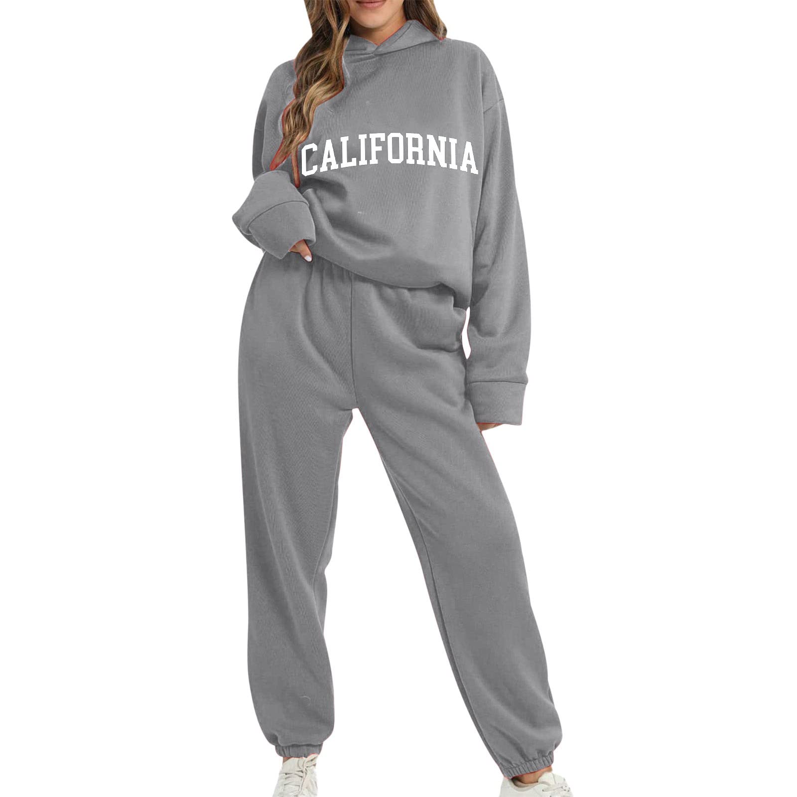 Chandal De Jogging Para mujer Tracksuit Conjunto de dos piezas para mujer sudadera con capucha larga pulóver casual pantalón deportivo y chándal entrenamiento informal