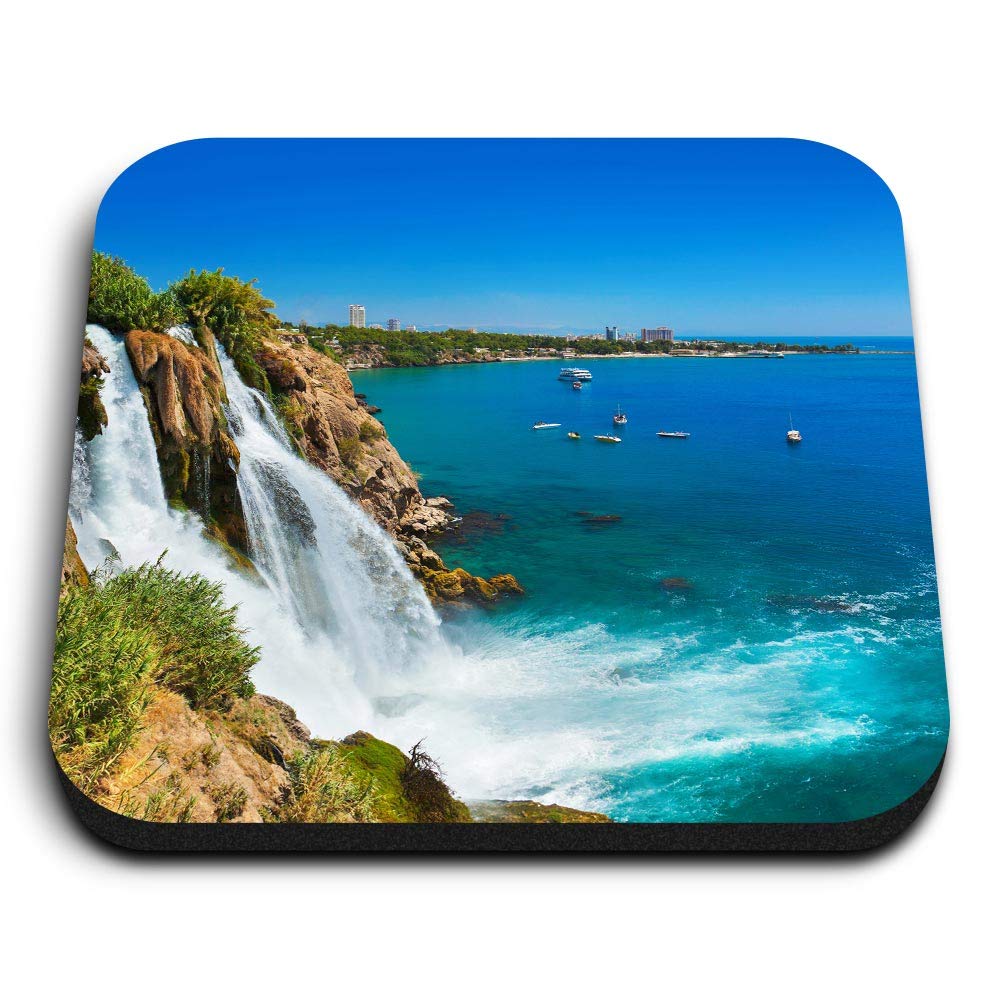 1 x Square MDF Fridge Magnet - Waterfall Duden Antalya Turkey Ocean 24412