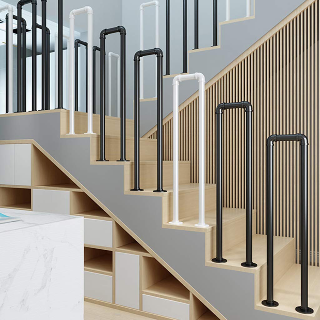 CL-ZZZ Barandilla Moderna Para Escaleras, Kit Completo De 11.8 In A 236.2 In, De Hierro Forjado, Diseño De Tubería De Agua, Barandilla De Escalera Para Interiores Y Exteriores, Rieles De Mano