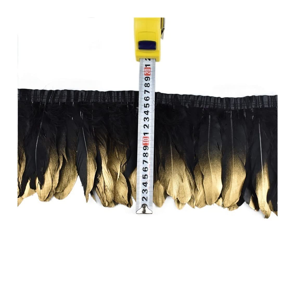 Frange plumes d'oie anti-chute ruban noir et or 15-20 cm pour jupe DIY
