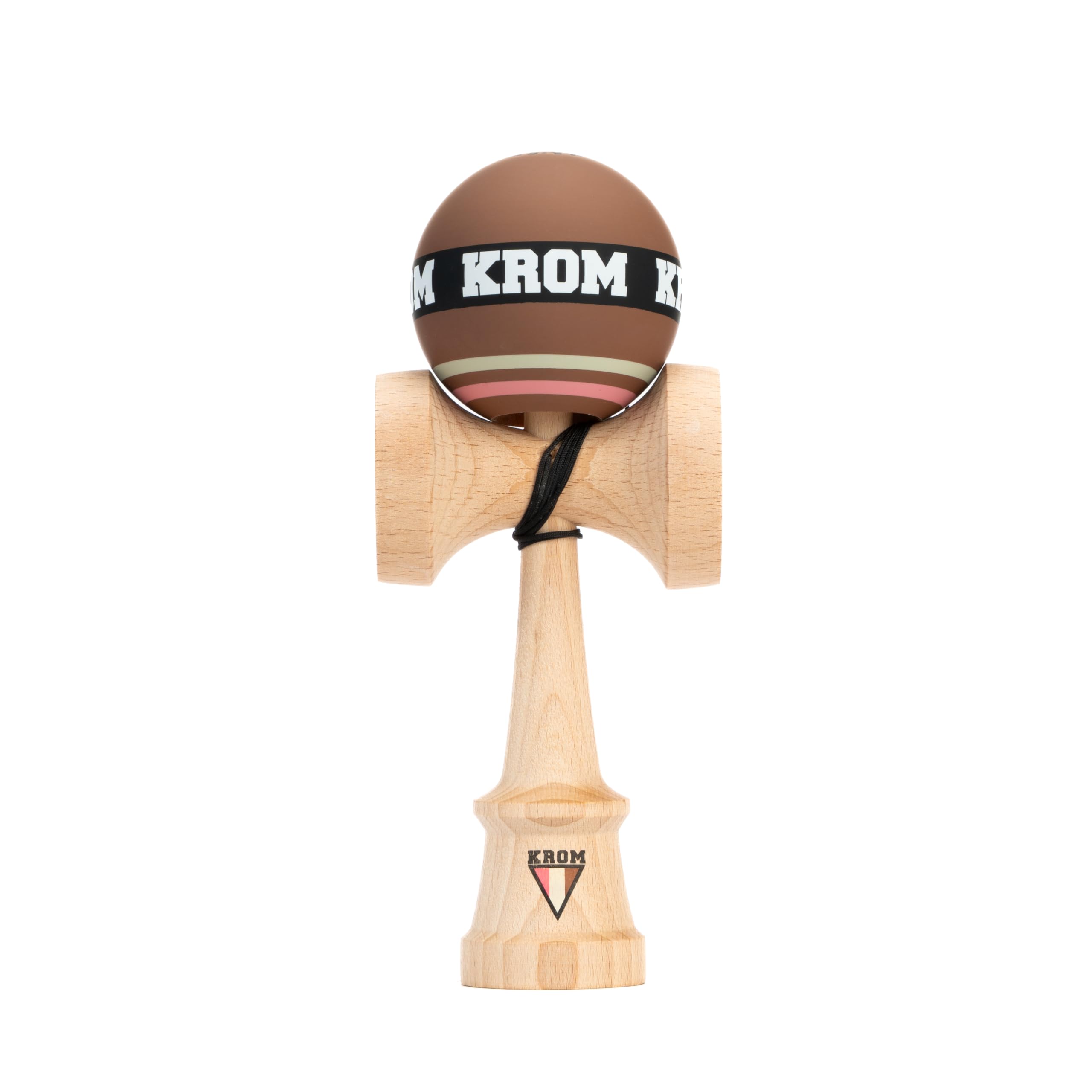 KROM Kendama STROGO Neapolitan Chocolate – Kendama in Legno per Principianti e Giocatori avanzati – Gioco di abilità per Uso Indoor e Outdoor – Giocattolo in Legno con Corda e Sfera