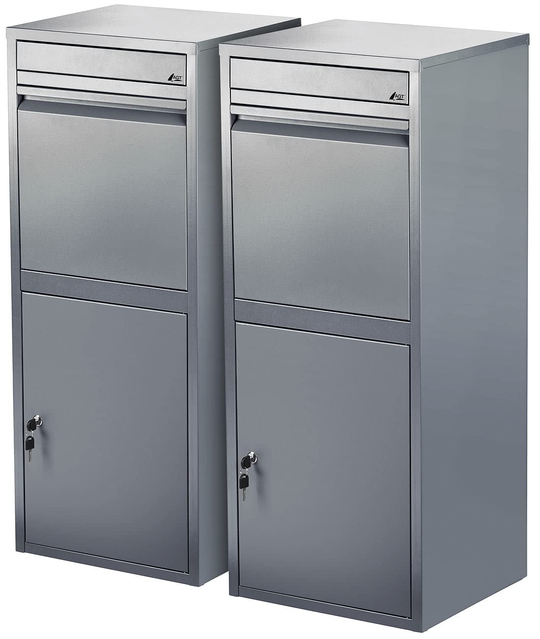 AGT Paketbriefkasten XXL 2er-Set Stand-Paketbriefkasten mit Rückholsperre Stahlblech