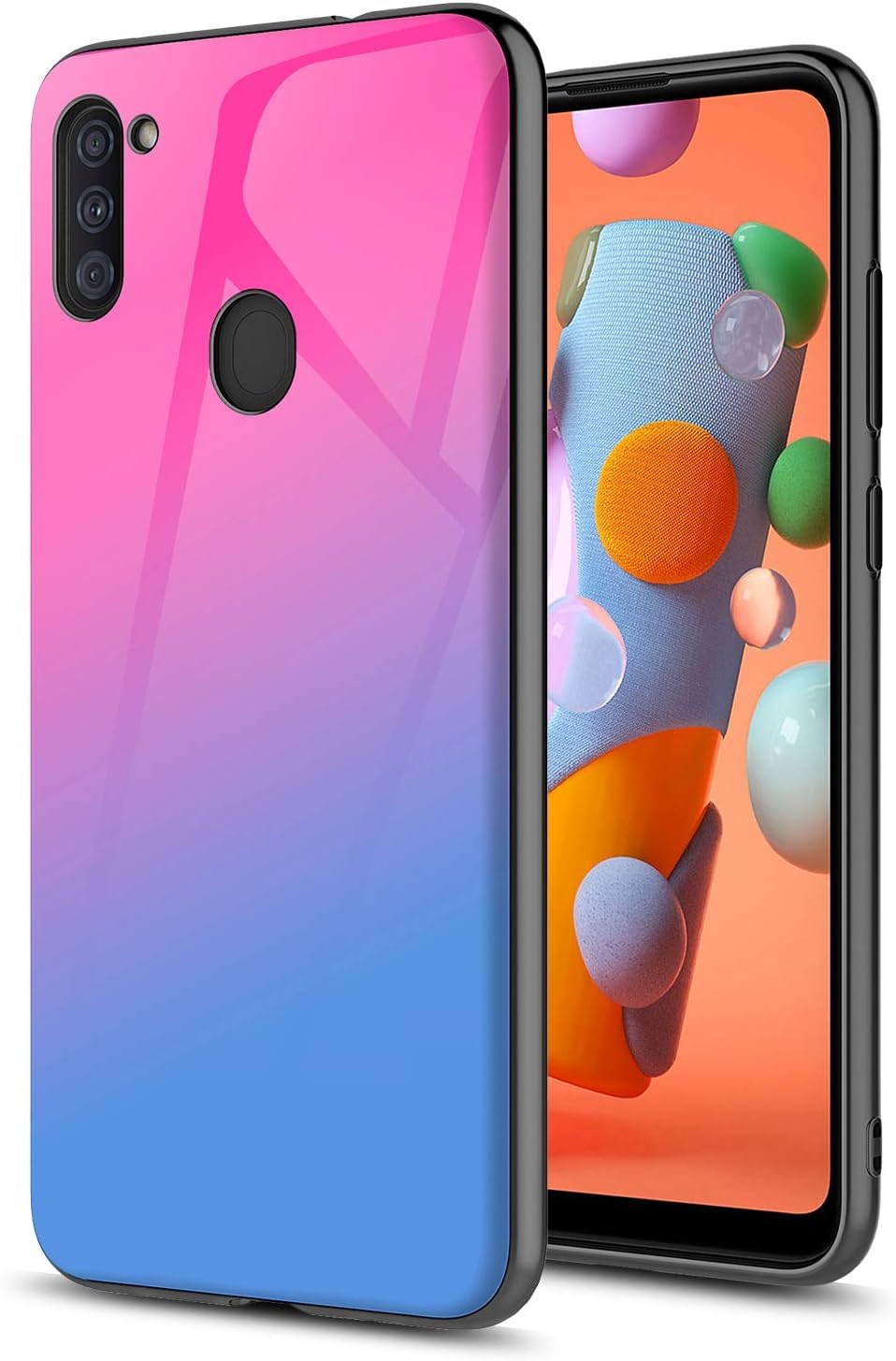 YOOBSTAR Phone Case for Samsung Galaxy A11 — Slim Cover, Cute, Scratch Resistant, TPU Airbag Bumper, Shockproof, Anti-Drop Protective Cover (Blue/Pink)