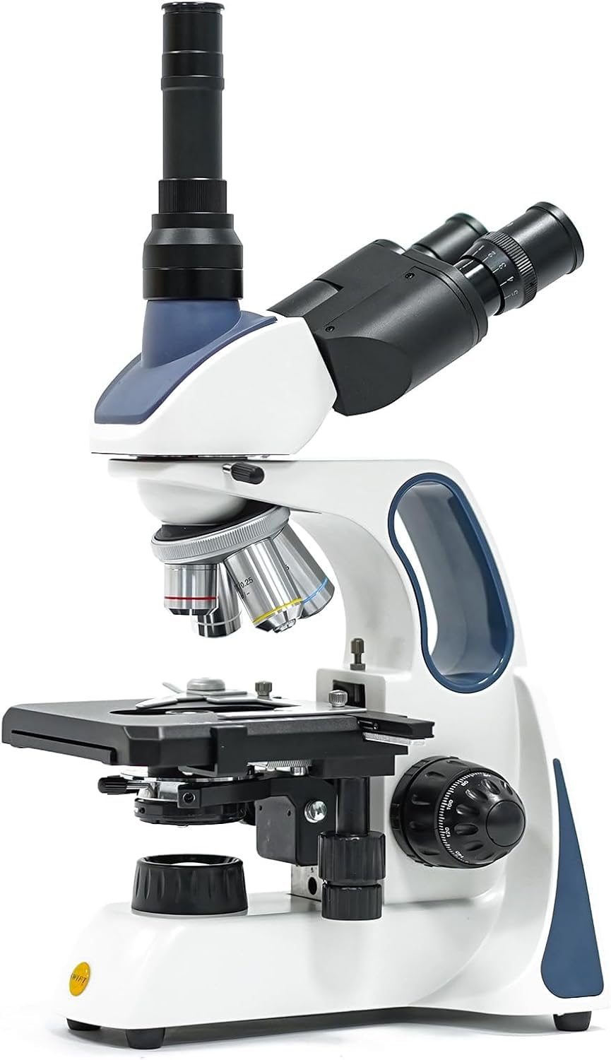 SWIFT SW400 Trinocular Compound Microscope 40X-2500X, Infinity-Corrected Optics, Siedentopf Head, Mechanical Stage, LED,Professional Biological Lab Microscope for Research, Clinical &amp; Education