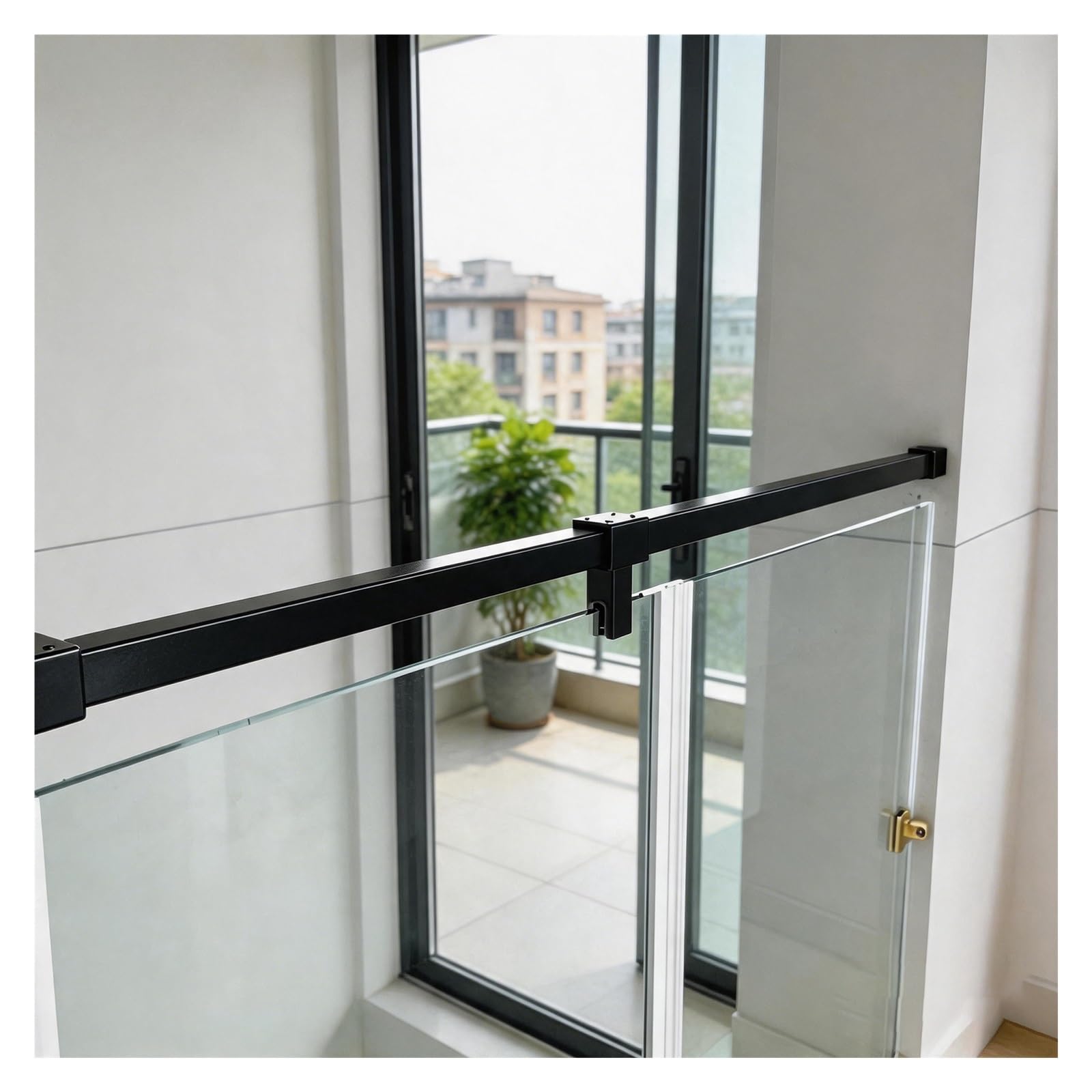 Stabilisierungsstange Dusche Stabilisierungsstange Wand Für Duschglas | Rostfreie Stützstrebe Für Rahmenlose Duschtüren, Mit Gummipolstern Für Sichere Montage(Black,120cm/46.8")