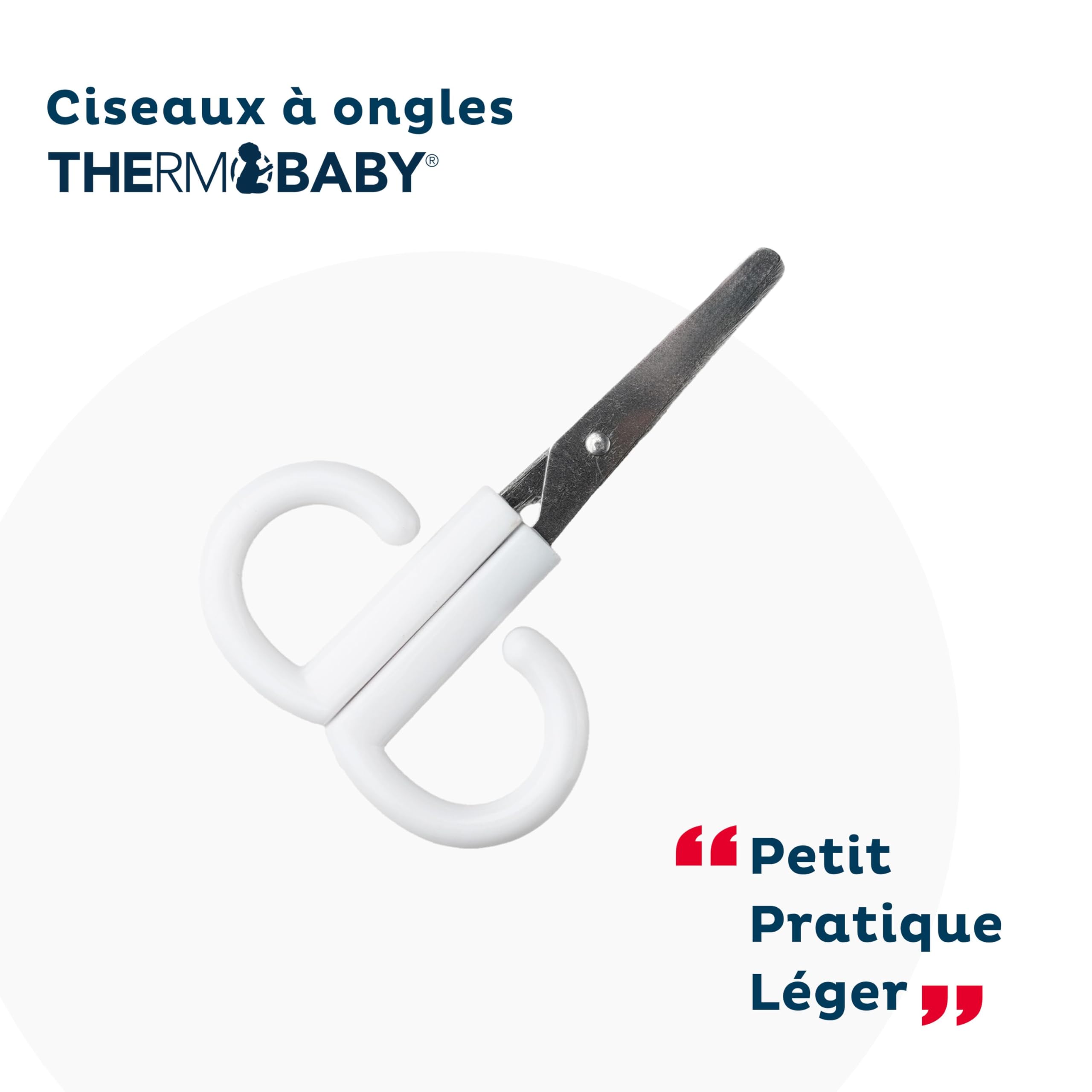 THERMOBABY - Ciseaux à Ongles Bébé – Lames Inox Arrondies, Coupe Précise et Sans Risque, Poignée Ergonomique, Idéal Nouveau-Né et Nourrisson, Manucure Douce et Sûre