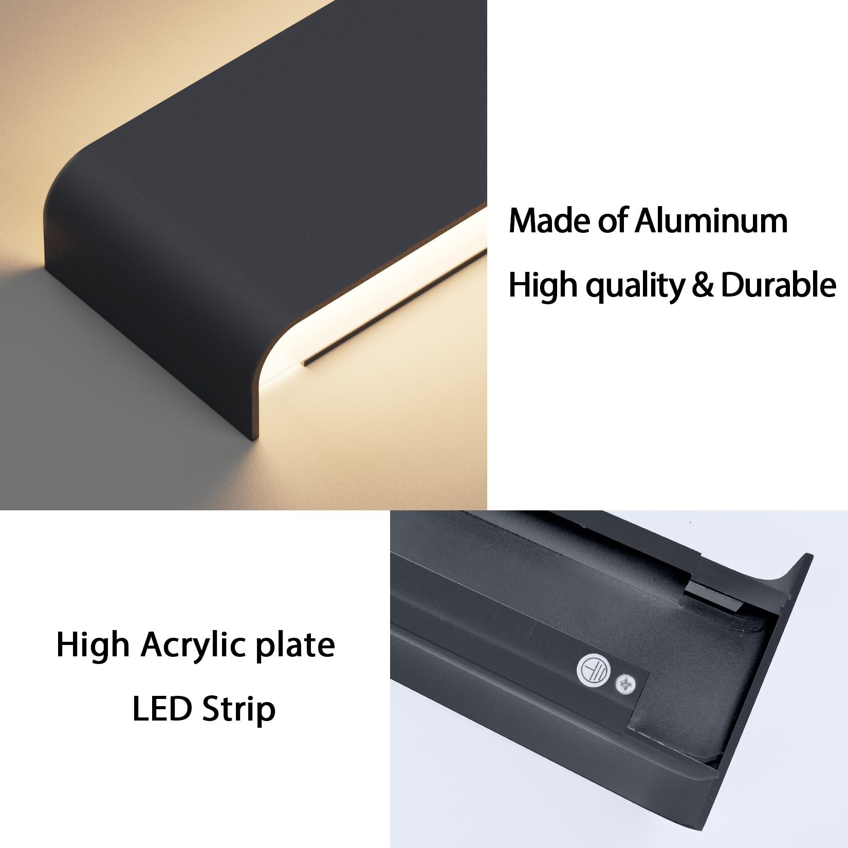 Klighten Lámparas de Pared Led 83CM, 30W Aplique de Parete Interior Arriba Abajo Moderna, Aplique Pared para Salas, Escalera, Dormitorios, Pasillos, Blanco Cálido 3000K, Antracita