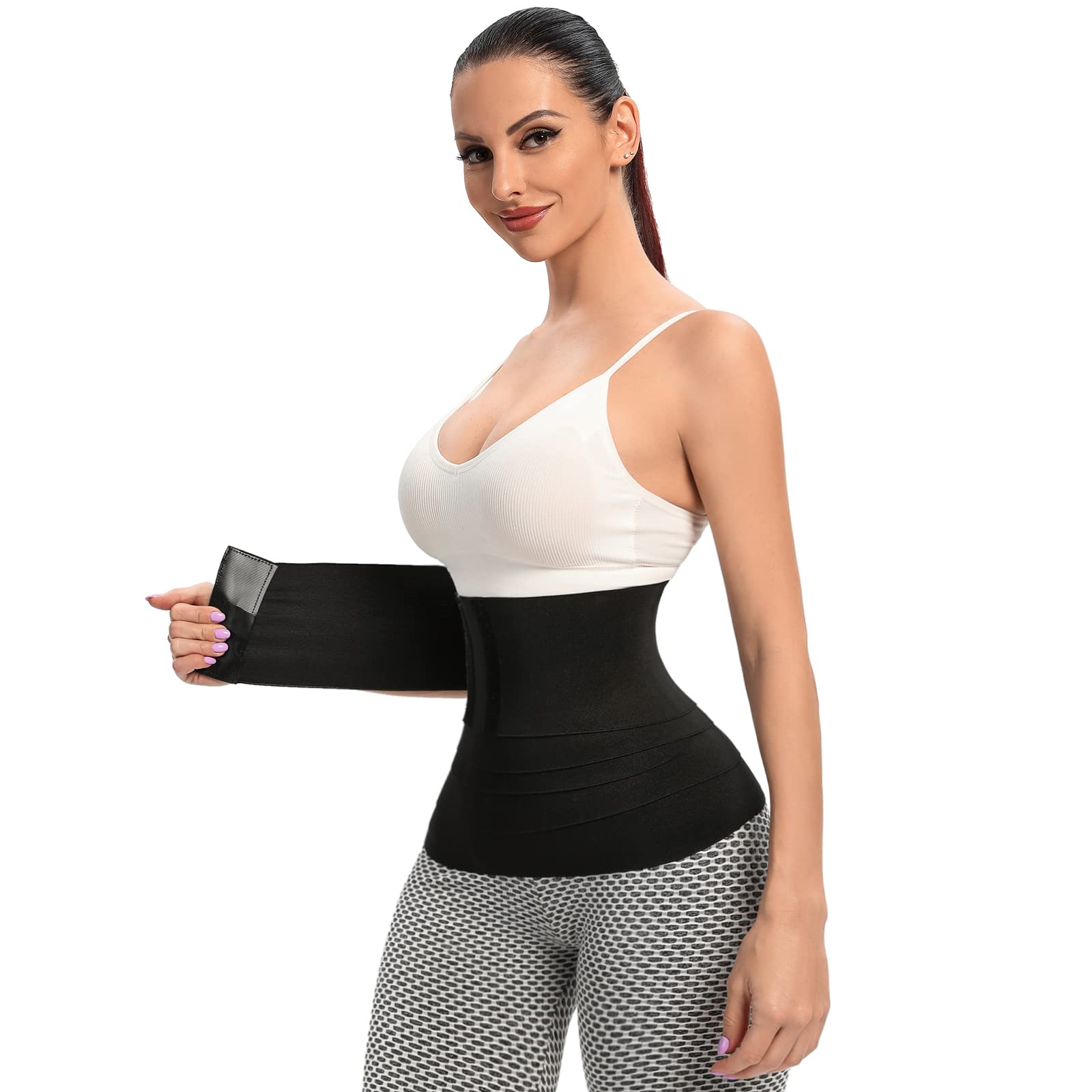 AIDEASMART Waist Trainer for Women with Loop Wrap Around Waist Trainer Plus Size Invisible Workout Waist Trimmer for Gym
